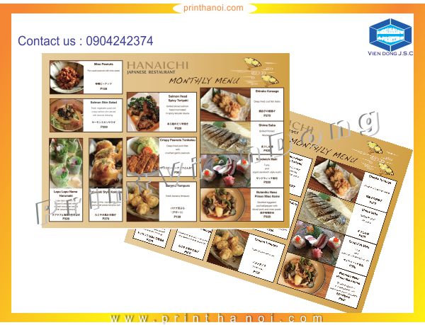 Cheap Printing Services menu | Print cheap photo calendar  | Print Ha Noi
