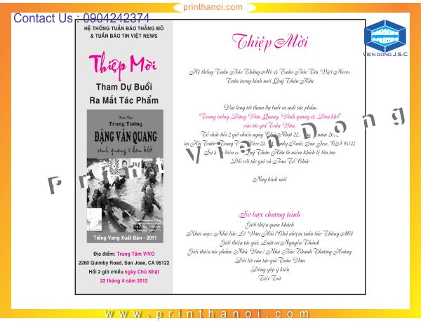 Quick Invitation Printing | Print desktop calendar in Ha Noi | Print Ha Noi