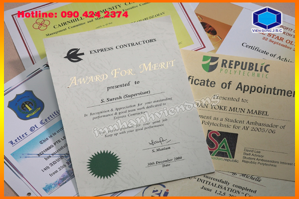 Free design certificate and fast print in Ha Noi | Print Shrink-film in HaNoi | Print Ha Noi